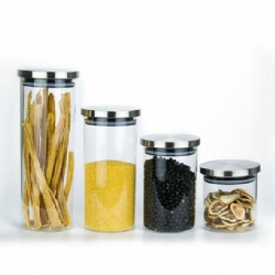 Stainless steel lid glass storage jar