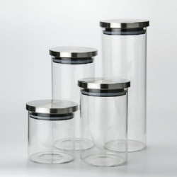 Stainless steel lid glass storage jar