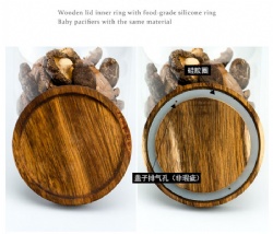 Glass storage jar with acacia wood lid