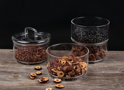 Stacked glass storage jars